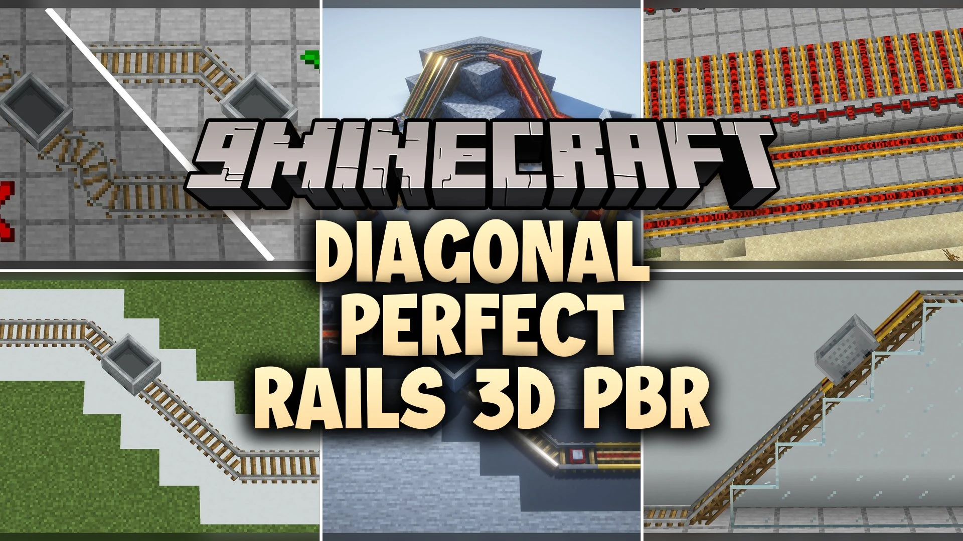 Diagonal Perfect Rails 3D PBR Model – Adds Smooth Diagonal Minecart Rails