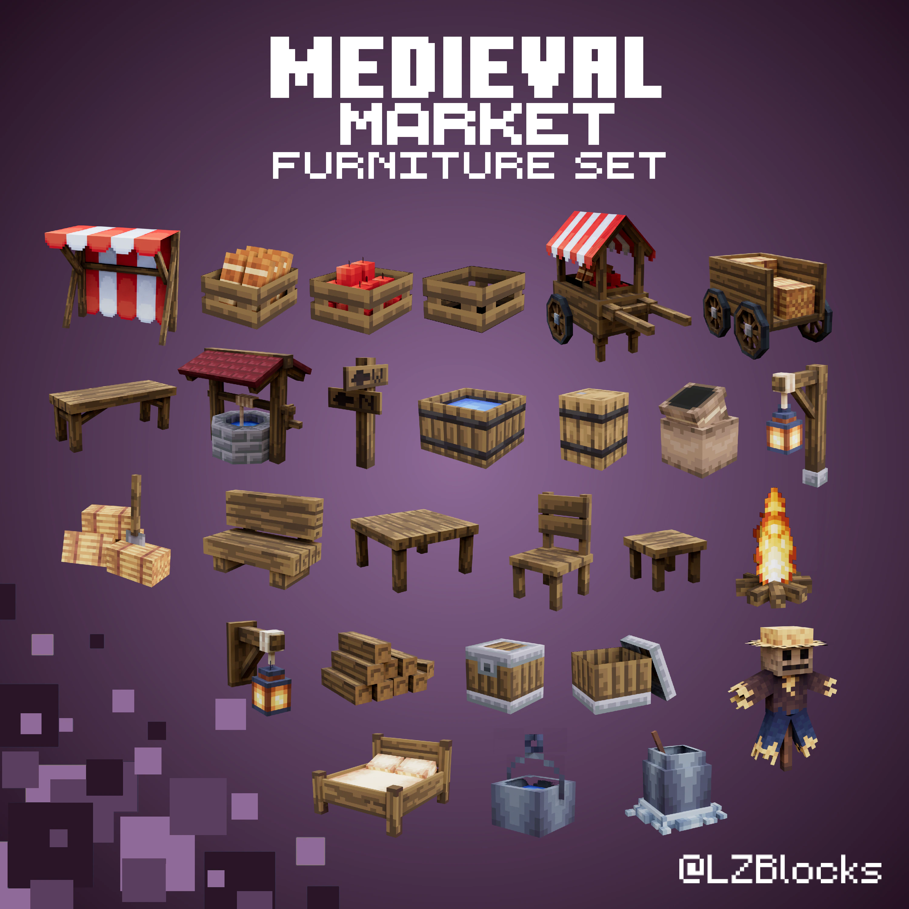 Medieval Market Furniture Set Model – Medieval-Themed Models