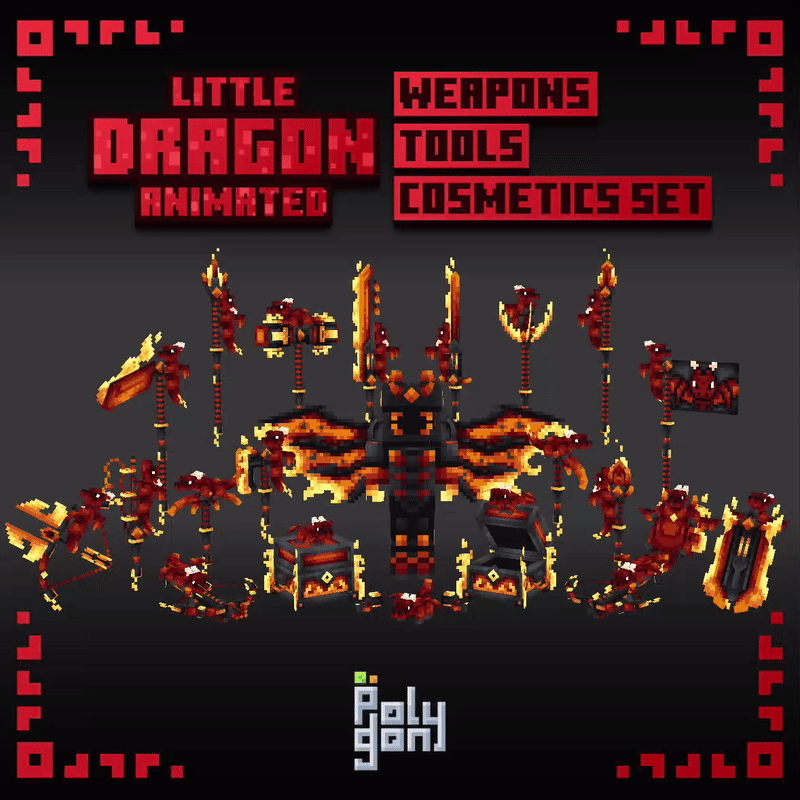 Little Dragon Animated Weapons & Tools Set Model
