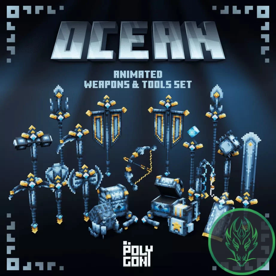 Ocean Animated Weapons And Tools Set Model