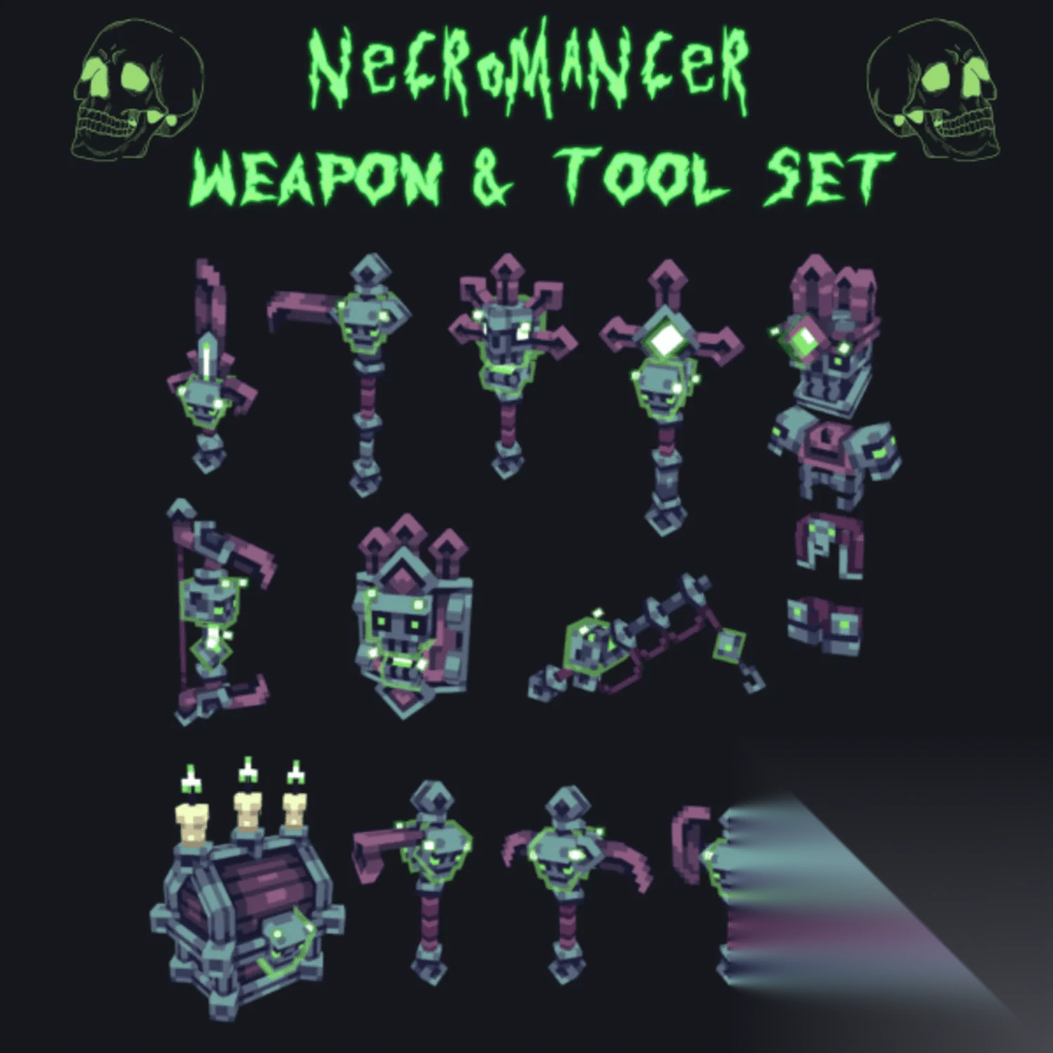 Necromancer Assortment Animated Weapon Pack Model
