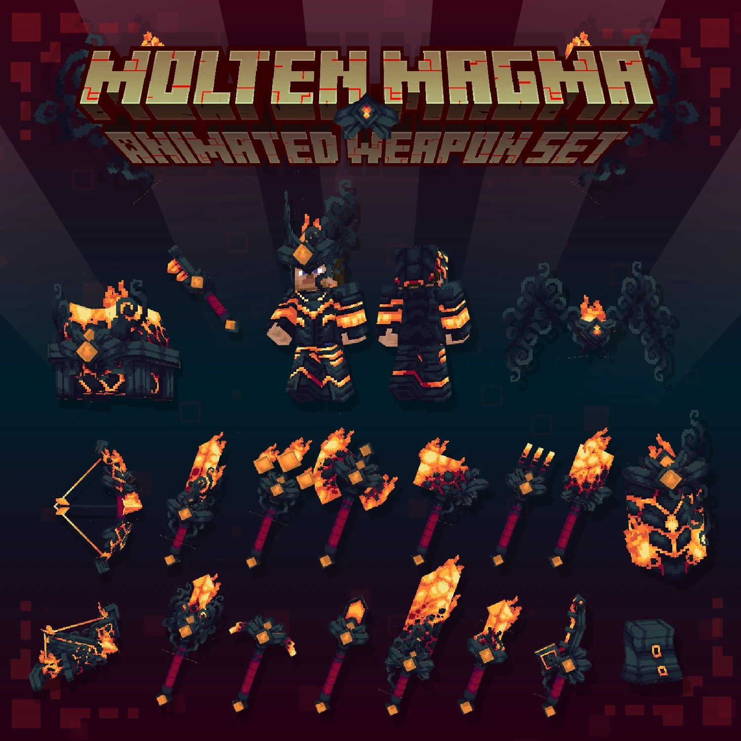 Molten Magma Animated Weapon Set Model – Equips Crackling Lava Boss Gear