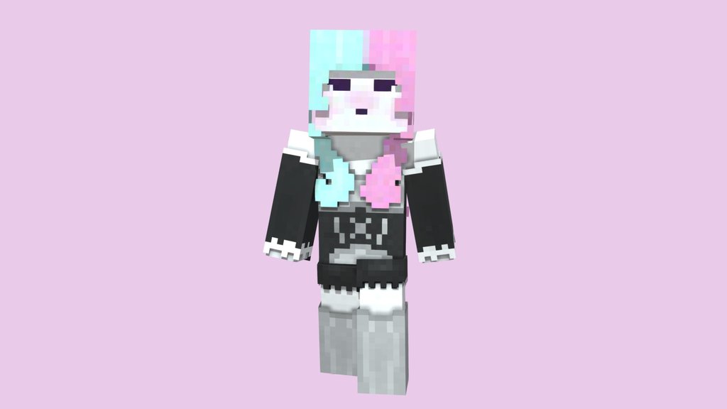 Blue pink haired girl