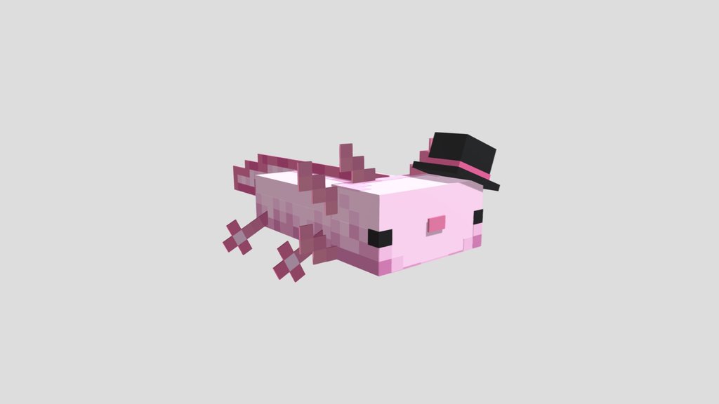 Minecraft Pink Axolotl w Tilted Tophat