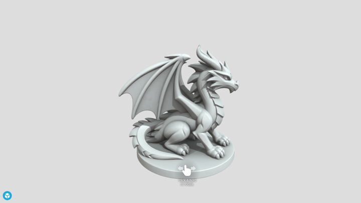 Seated Dragon Statue - Image to 3D - SupaVoxel