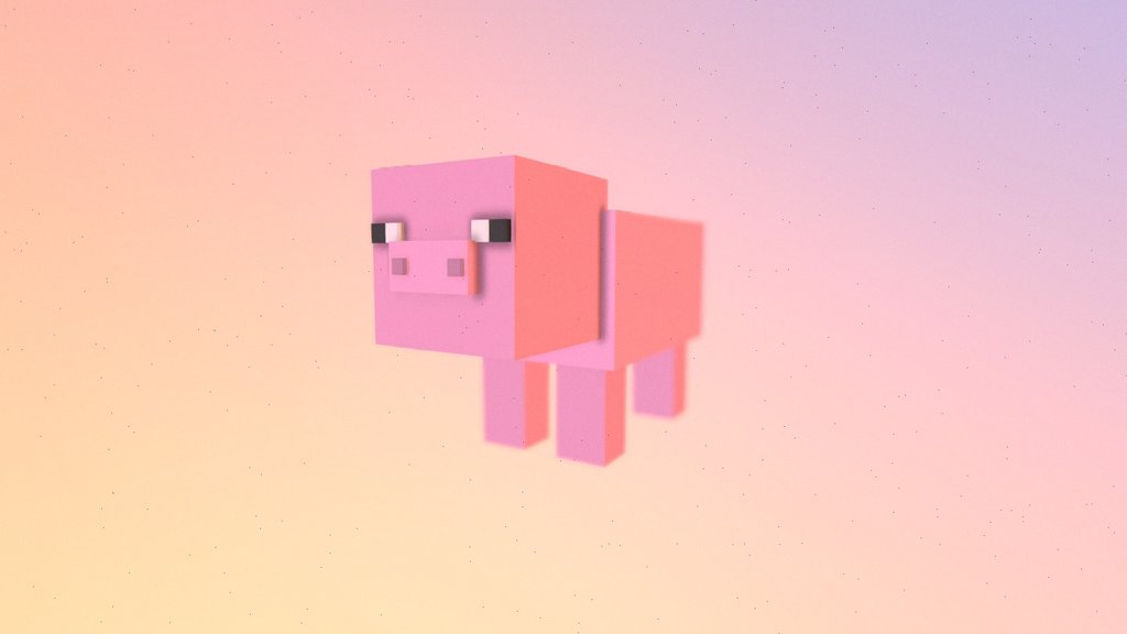 Minecraft Pig low poly rigged and animated