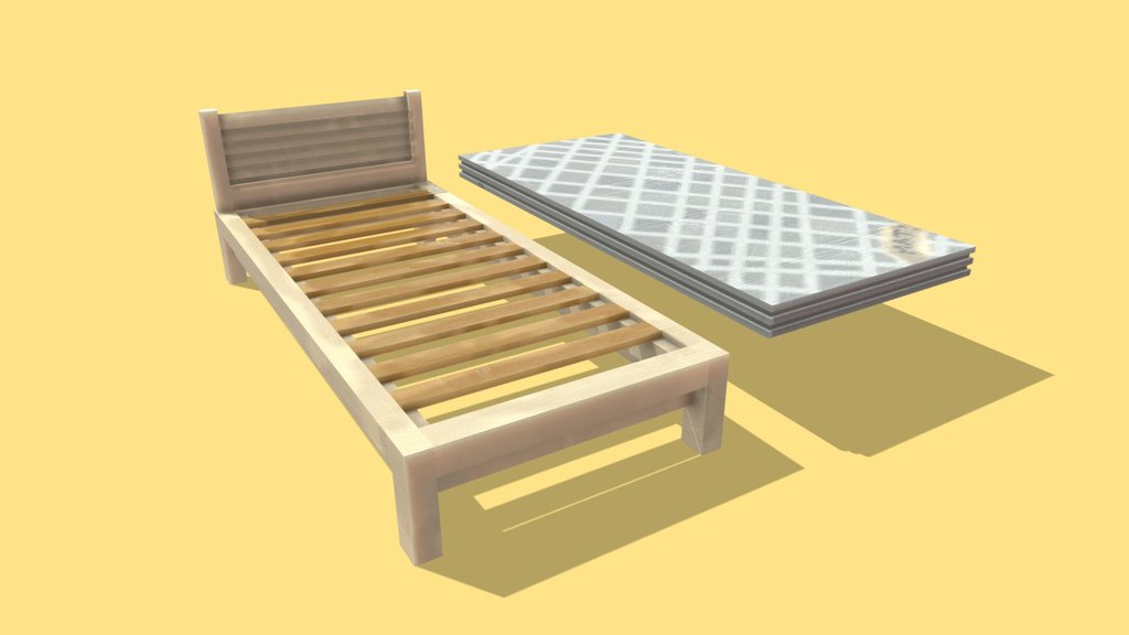 Bed frame low poly | blockbench
