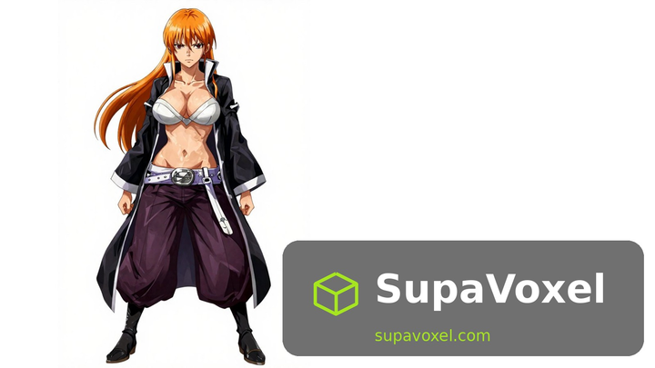 Redhead Anime Swordswoman - PNG to STL SupaVoxel