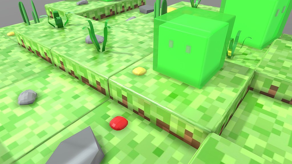 Minecraft Scene_ Grassy Slime Field