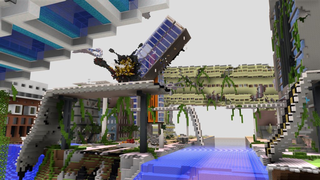 Minecraft ruin city scene