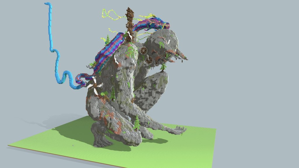 Stone Statue with Dragon (Minecraft Build)