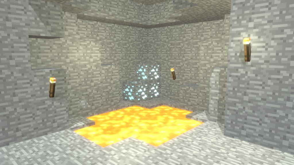 Minecraft cave with diamonds (renders in desc.)