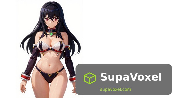 Dark-Haired Anime Heroine - PNG to STL SupaVoxel