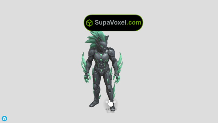 Emerald Cyber Warrior - Meshy 3D vs SupaVoxel
