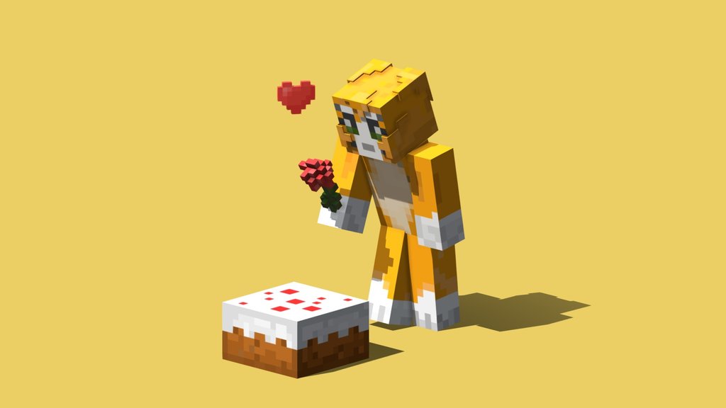 Stampylongnose Model w/Cake, Flower and Heart :)