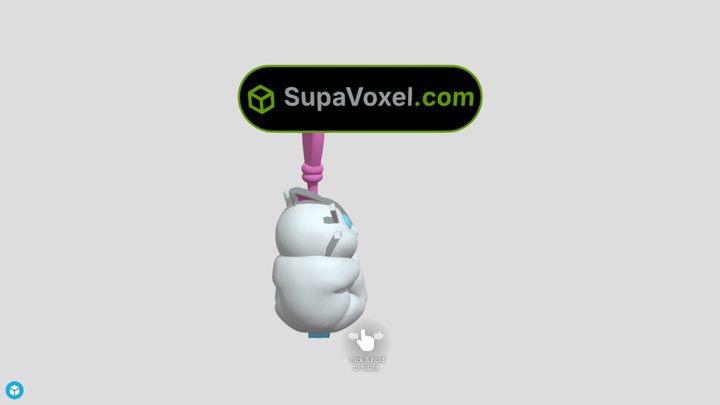 White Cat Yarn Charm - 2D to 3D - SupaVoxel