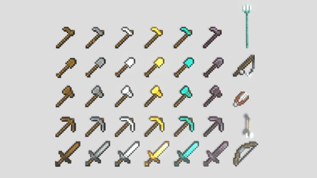 All Minecraft Tools   [ 3D Model ]