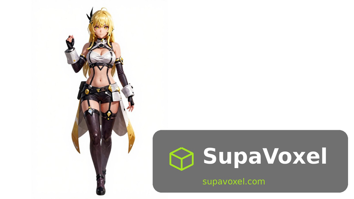 Blonde Anime Gunslinger - PNG to STL - SupaVoxel