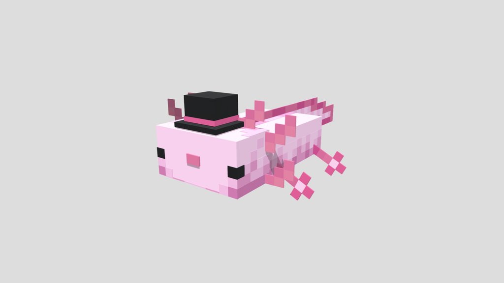 Minecraft Pink Axolotl w Centered Tophat